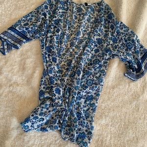 Sheer blue floral coverup